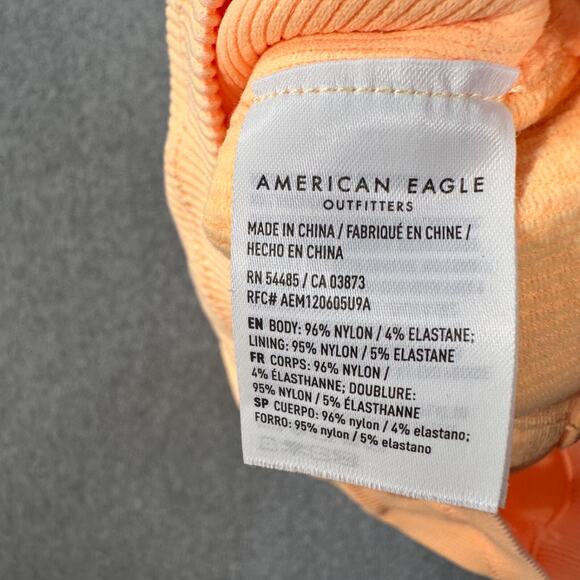 American Eagle Ribbed Tube Top Cropped Orange Size L/XL Stretch Strapless Summer - Picture 5 of 6
